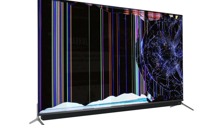 Cracked flat screen TV