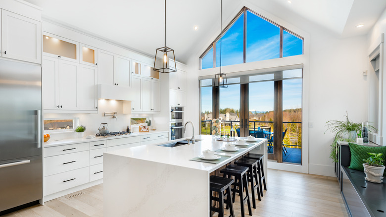 kitchen with open window view