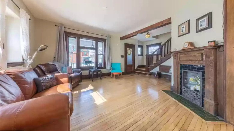 living room with fireplace