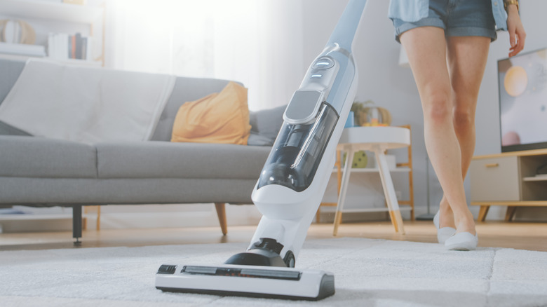 woman vacuuming