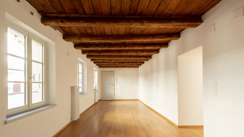 Dark wood ceiling