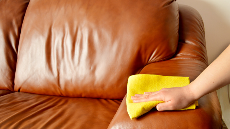 remove baby oil from leather sofa