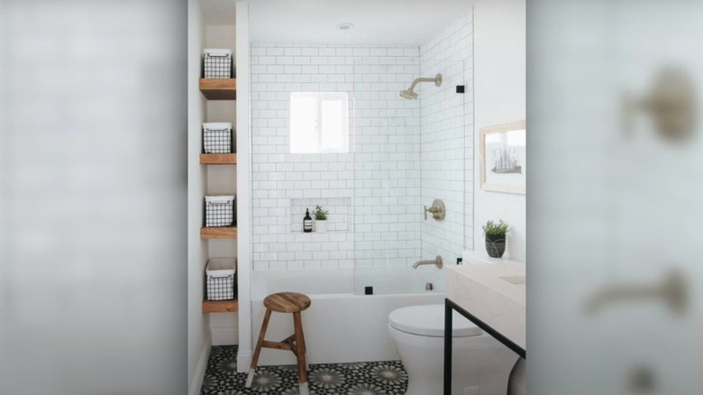 smaller bathtub with extra storage