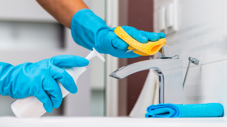 routine cleaning of faucet