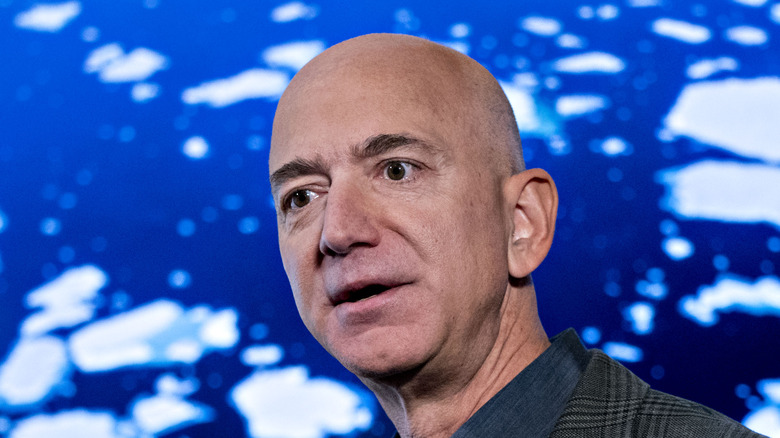 Jeff Bezos blue background