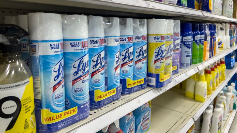 Shelf of Lysol products