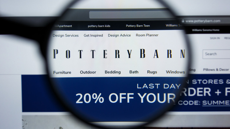 Pottery Barn website under magnification