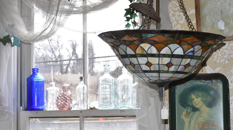 Tiffany lamp by window