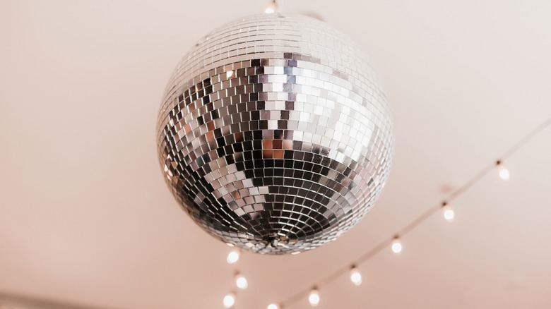 disco ball hanging from ceiling