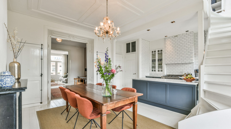 elegant chandelier in dining room