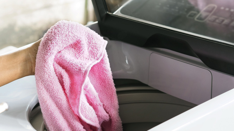 Taking towel out of washer