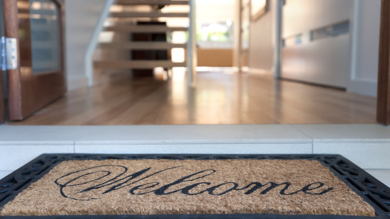 Coir doormat with Welcome message