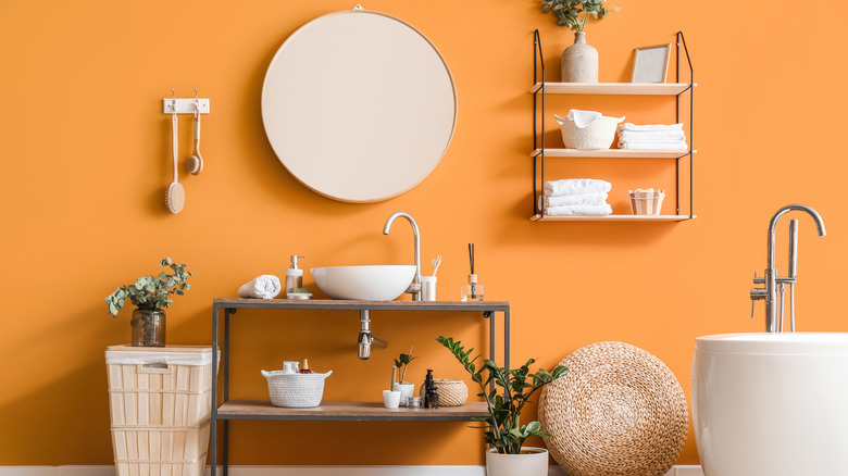 orange bathroom walls