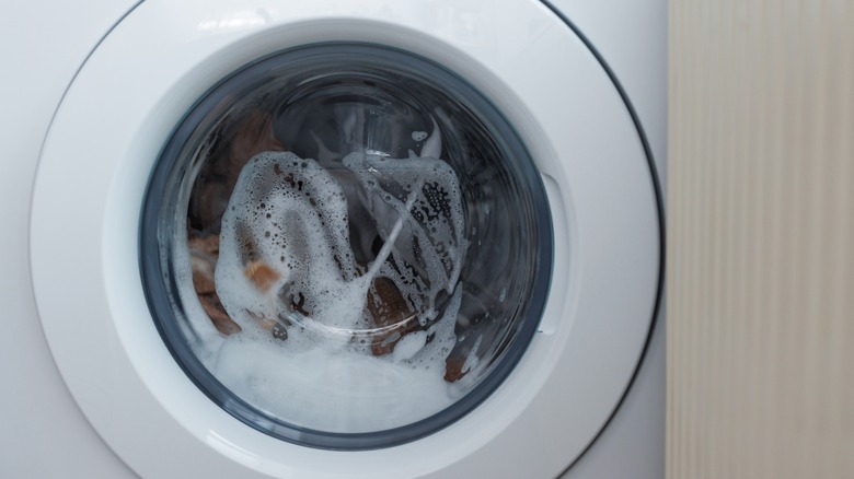 Washing machine suds on door