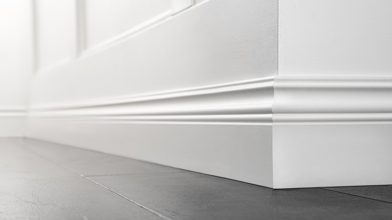 Baseboards of a wall