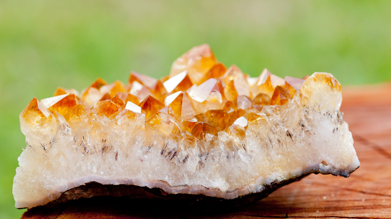 Citrine on wood table