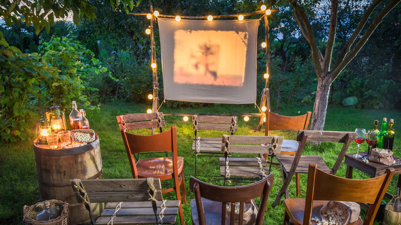 Projector set up outdoors