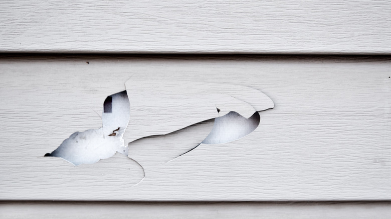 Damage to siding on house