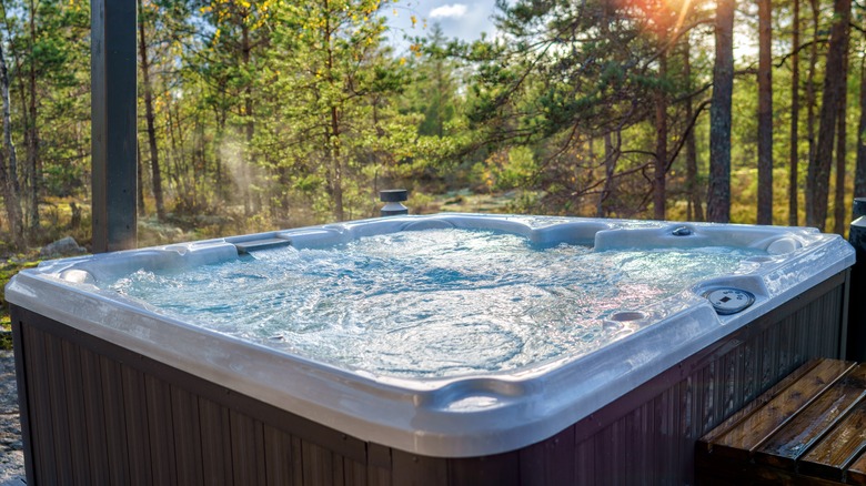 Hot tub in the woods