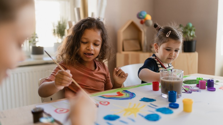 Little kids painting