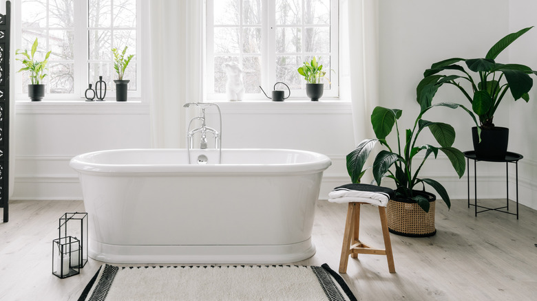 Bathroom with freestanding tub