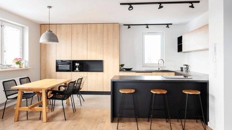 Kitchen with natural wood