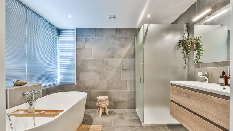 stone tiles in bathroom