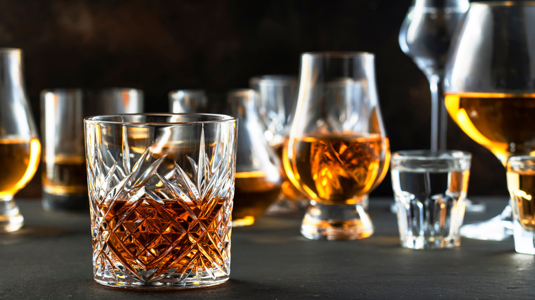 Whiskey in decorative glasses