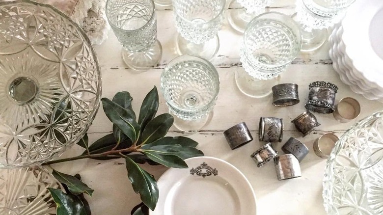 vintage glasses and dishware