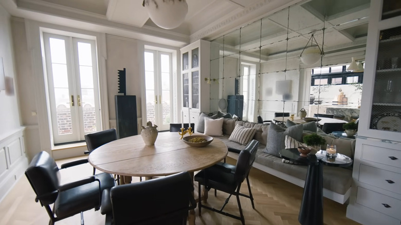 Antiqued mirror wall in dining are of Nate Berkus' and Jeremiah Brent's NYC apartment