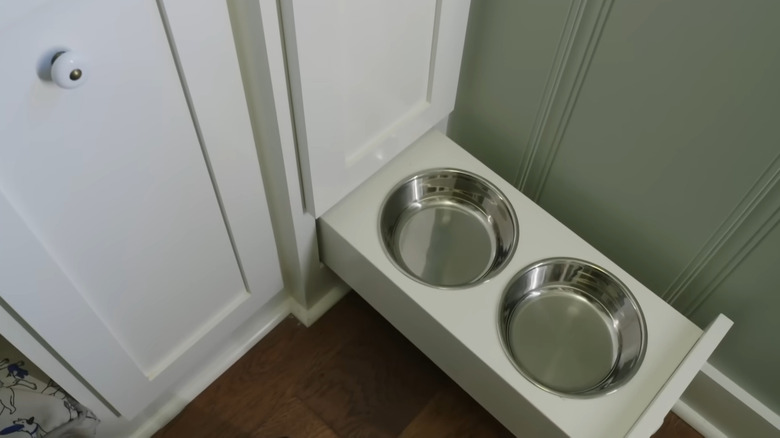 hidden dog bowl drawer