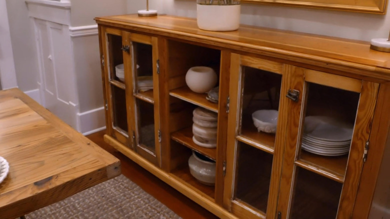 Buffet made from porch windows