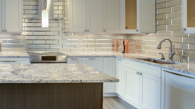 Kitchen with quartzite counters