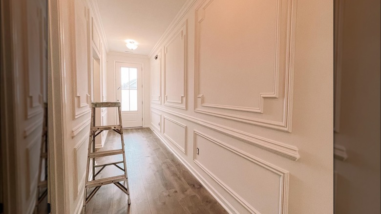 Hallway painted in "White Dove"