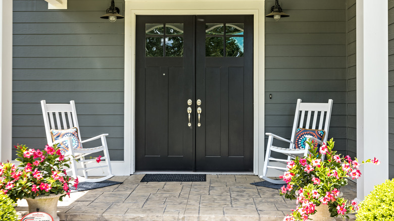 Front porch with rocking chairs