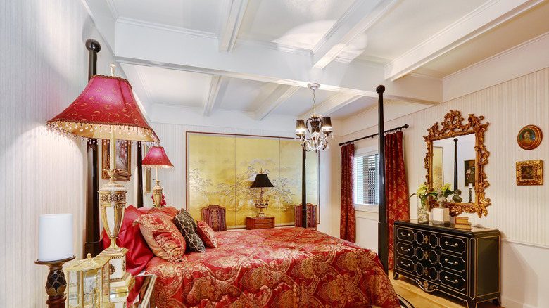 bedroom with coffered ceiling