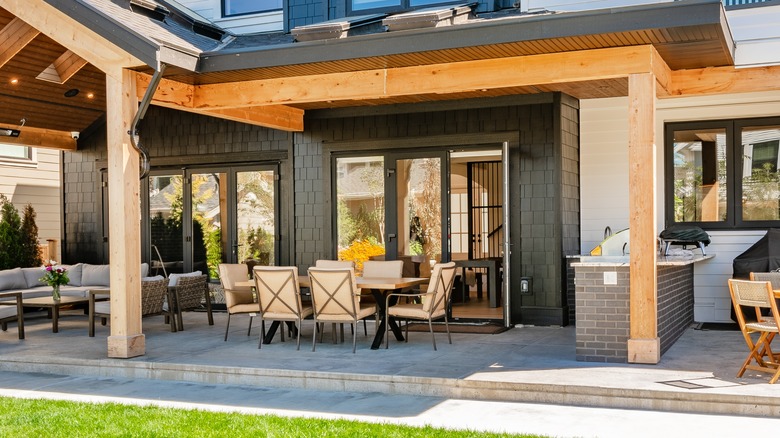 Patio on exterior of home