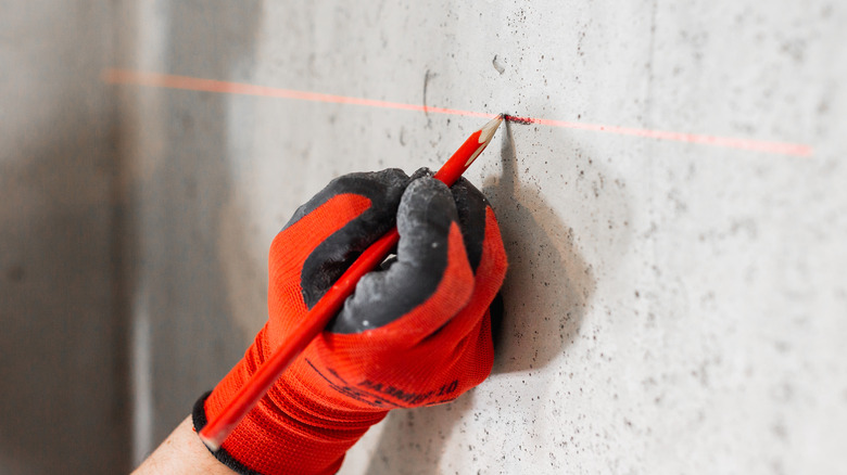 laser level on wall