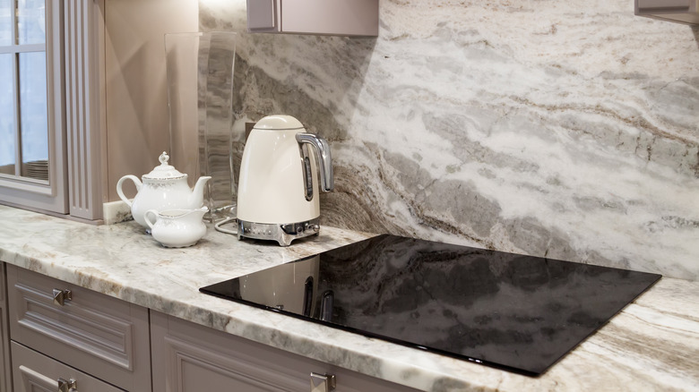 Kitchen with marble countertops