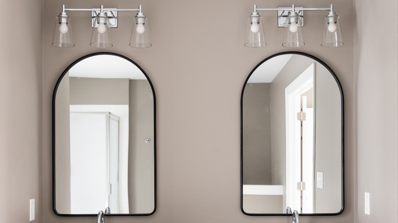 Black arched bathroom mirrors