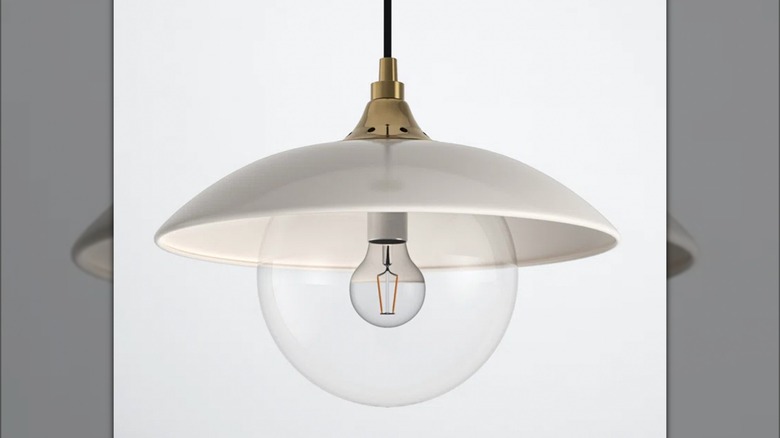 Pearled White/Brass Morine Single Light Metal Pendant