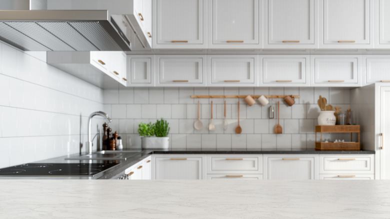 white and brown kitchen