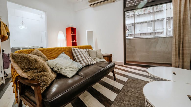 living room with mixed textiles