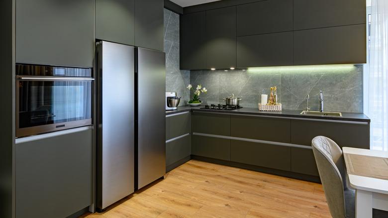 kitchen with dark appliances