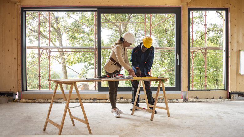 Couple renovating a home