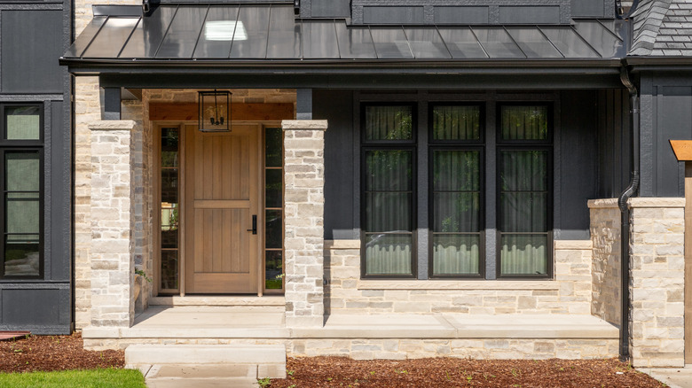 Bleached red oak arched door