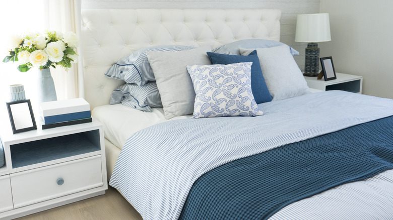 light blue and white bedroom