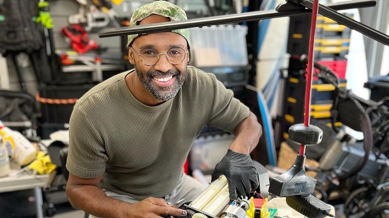 Austin Coleman working in shop