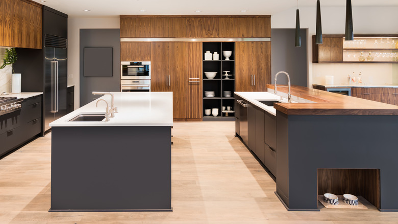 Two kitchen islands