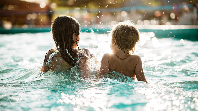 Children in saltwater pool